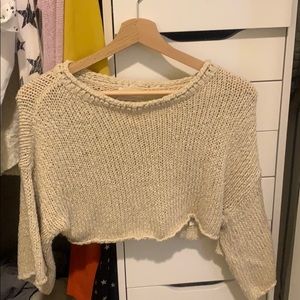 Urban outfitters tan knitted cropped sweater
